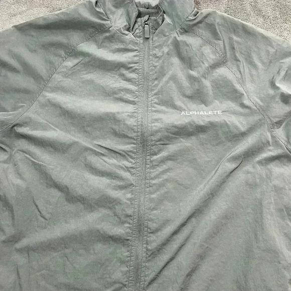 ALPHALETE Jacket Mens Large Light Gray Endure Full Zip Windbreaker Nylon Workout - Picture 4 of 7